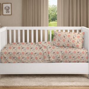 Σεντόνι Κούνιας Με Λάστιχο (70x140+15) Dimcol Floating Bunny 714 Beige - Salmon