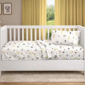 Σεντόνι Κούνιας Με Λάστιχο (70x140+15) Dimcol Happy Safari 713 White - Grey