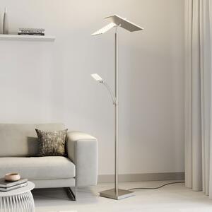 Lucande LED-Stehleuchte Parthena, νικέλιο, μέταλλο, 180 cm, ρυθμιζόμενος, Γκρι, Σαλόνι / τραπεζαρία, Μέταλλο, σύγχρονο
