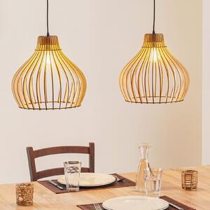 TEMAR LIGHTING Κρεμαστό φωτιστικό Barrel με δύο λάμπες, ρυθμιζόμενος, Ξύλου, Σαλόνι / τραπεζαρία, Ξύλο, Εξοχική κατοικία / Ρουστίκ