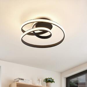 Lucande LED φωτιστικό οροφής Sakina, μαύρο, μέταλλο, Ø 48cm, ρυθμιζόμενος, Μαύρο, Σαλόνι / τραπεζαρία, Μέταλλο, σχεδιασμός