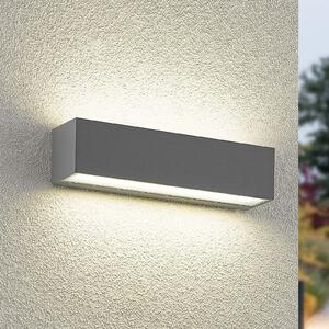 Arcchio LED εξωτερική λάμπα τοίχου Lengo, 25 cm, 2 φτερά, γκρι, CCT, Γκρι, Αλουμίνιο, σύγχρονο