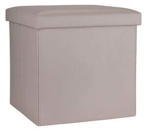 Σκαμπό Με Αποθηκευτικό Χώρο (38x38x38) Estia Cube Leather Taupe 03-35907