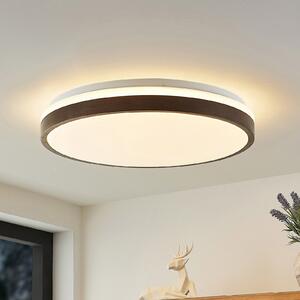 Lindby LED φωτιστικό οροφής Hudsona, Ø 49 cm, ξύλο, καφέ