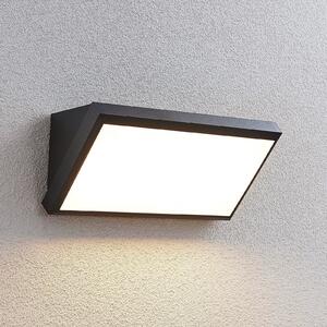 Lindby Εξωτερικό φωτιστικό τοίχου LED Abby, γκρι, πλαστικό, IP65, Μαύρο, Πλαστικό, σύγχρονο, Πρίζα τοίχου κάτω
