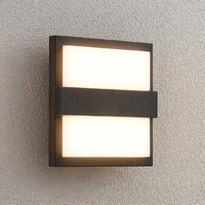 Lucande LED φωτιστικό τοίχου εξωτερικού χώρου Gylfi, 20 cm, ανθρακί, αλουμίνιο, Μαύρο, Μέταλλο, σύγχρονο