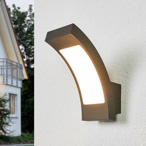 Lucande Φωτιστικό τοίχου LED εξωτερικού χώρου Juvia, 19 cm, ανθρακί, IP54, Μαύρο, Μέταλλο, σύγχρονο