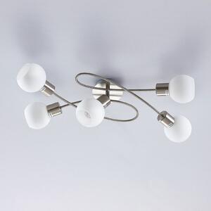Lindby φωτιστικό οροφής Elaina, 65 cm, 5-φωτο, νικέλιο, γυαλί, E14, ρυθμιζόμενος, Μεταλλικό, Σαλόνι / τραπεζαρία, Μέταλλο, σύγχρονο