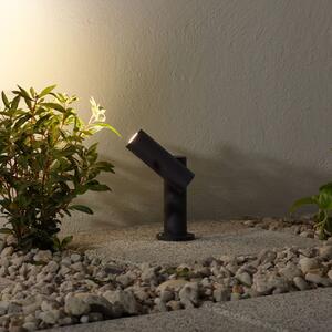 Lucande Φωτιστικό βάθρο Narea LED, ρυθμιζόμενο, 14 cm, Γκρι, Μέταλλο, σύγχρονο