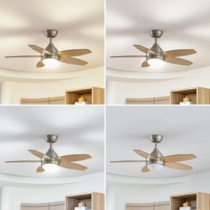 Lindby Ανεμιστήρας οροφής LED Klasika, DC, αθόρυβος, 106 cm, CCT, Λευκό, Σαλόνι / τραπεζαρία, Ξύλο
