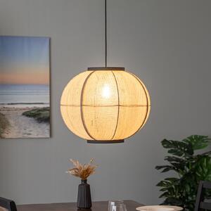Lindby κρεμαστό φωτιστικό Aurinil, χρώμα ξύλου, λινό, Ø 48cm, E27, ρυθμιζόμενος, Ξύλου, Σαλόνι / τραπεζαρία, Ύφασμα / Κλωστοϋφαντουργία, Εξοχική κατοικία / Ρουστίκ