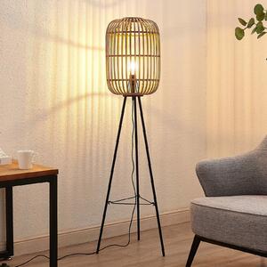 Lindby Φωτιστικό δαπέδου Canyana, 139 cm, φυσικό, μπαστούνι, τρίποδο, Ξύλου, Σαλόνι / τραπεζαρία, Ξύλο, Εξοχική κατοικία / Ρουστίκ, Τρίποδο