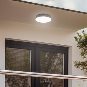 Lindby Εξωτερικό φωτιστικό οροφής LED Lahja, ανθρακί, αισθητήρας, IP65, Μαύρο, Πλαστικό, σύγχρονο