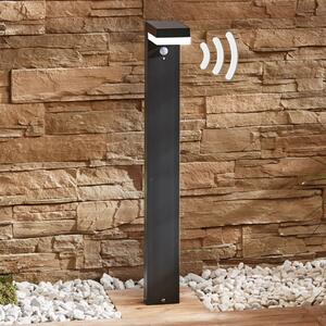 Lindby LED ηλιακό φωτιστικό κολωνάκι Chioma, ανθρακί, αισθητήρας, Γκρι, Μέταλλο, σύγχρονο, Ηλιακά φώτα