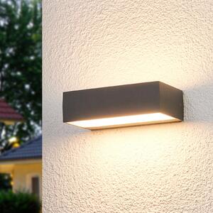 Lucande Φωτιστικό τοίχου LED εξωτερικού χώρου Lissi, 21 cm, ανθρακί, IP54, Γκρι, Πλαστικό, σύγχρονο