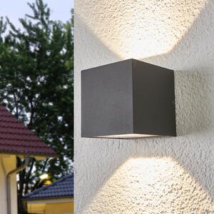 Lucande LED φωτιστικό εξωτερικού χώρου Merjem, 10 cm, up/down, IP54, Γκρι, Αλουμίνιο, σύγχρονο