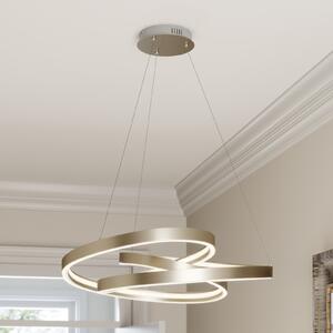 Lucande LED κρεμαστό φωτιστικό Gunbritt, Ø 80 cm, ασημί, ρυθμιζόμενο, ρυθμιζόμενος, Μεταλλικό, Σαλόνι / τραπεζαρία, Αλουμίνιο, σύγχρονο