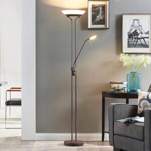 Lindby LED φωτιστικό δαπέδου Yveta, σκουριασμένο, μεταλλικό, με δυνατότητα, ρυθμιζόμενος, Καφέ / Σκουριάς, Σαλόνι / τραπεζαρία, Μέταλλο, Εξοχική κατοικία / Ρουστίκ, Φως ανάγνωσης