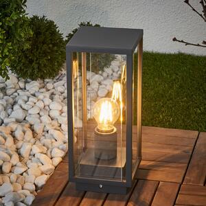 Lucande Annalea φωτιστικό βάθρο, 35 cm, ανθρακί, IP54, ρυθμιζόμενος, Μαύρο, Μέταλλο, σύγχρονο