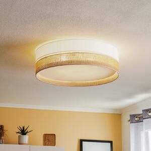 TK Lighting Φωτιστικό οροφής Linobianco, Ø 60 cm, ρυθμιζόμενος, Μπεζ, Σαλόνι / τραπεζαρία, Ύφασμα / Κλωστοϋφαντουργία, σύγχρονο