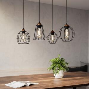 TK Lighting Κρεμαστό φωτιστικό Galaxy με τέσσερα κλουβιά-αμπαζούρ, ρυθμιζόμενος, Μαύρο, Σαλόνι / τραπεζαρία, Μέταλλο, σύγχρονο