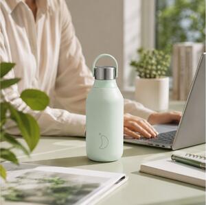 Μπουκάλι Θερμός Series 2 Chilly's με χωρητικότητα 350ml και διατήρηση θερμοκρασίας 12h ζεστό / 24h κρύο - Lichen Green