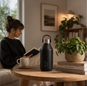 Μπουκάλι Θερμός Series 2 Chilly's με χωρητικότητα 350ml και διατήρηση θερμοκρασίας 12h ζεστό / 24h κρύο - Abyss Black