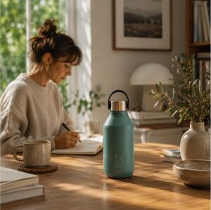 Μπουκάλι Θερμός Series 2 Chilly's με χωρητικότητα 350ml και διατήρηση θερμοκρασίας 12h ζεστό / 24h κρύο - Pine Green