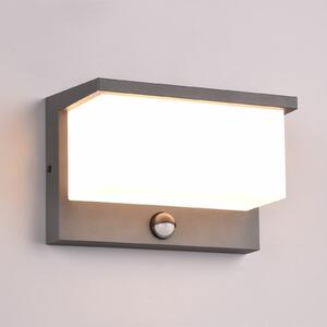 Trio Lighting Εξωτερικό φωτιστικό τοίχου LED Nestos, αισθητήρας κίνησης, IP54, Μαύρο, Μέταλλο, σύγχρονο