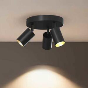 Calex GU10-Spot οροφής, μαύρο, Ø 20 cm, 3 φλόγες, μέταλλο, ρυθμιζόμενος, Μαύρο, Σαλόνι / τραπεζαρία, Μέταλλο, σύγχρονο, Ημικυκλική οροφή με απόσταση