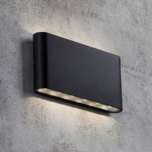 Nordlux Kinver LED φωτιστικό τοίχου εξωτερικού χώρου, επίπεδο σχήμα, μαύρο, Μαύρο, Μέταλλο, σύγχρονο