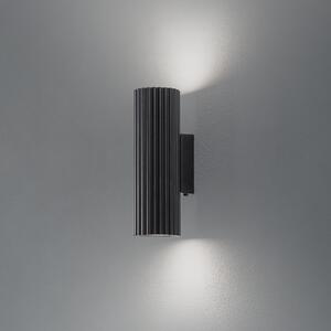 SOLLUX LIGHTING Φωτιστικό τοίχου Carbon, μαύρο, ύψος 20 cm, αλουμίνιο, 2-φωτο., ρυθμιζόμενος, Μαύρο, Σαλόνι / τραπεζαρία, Αλουμίνιο, σύγχρονο