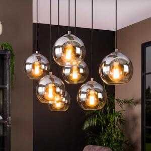 Allessandra κρεμαστό φωτιστικό, 7-light, Ø 18 cm, γκρι καπνί, γυαλί