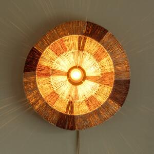 Good & Mojo GOOD MOJO Φωτιστικό τοίχου Serengeti, Ø45cm, καφέ, γιούτα, βύσμα, Καφέ / Σκουριάς, Σαλόνι / τραπεζαρία, Ύφασμα / Κλωστοϋφαντουργία