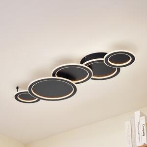 Lucande LED φωτιστικό οροφής Diala, μαύρο, μέταλλο, 96 cm, ρυθμιζόμενος, Μαύρο, Σαλόνι / τραπεζαρία, Πλαστικό, σύγχρονο