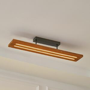 Lindby LED φωτιστικό οροφής Nesaja, μαύρο, ξύλο, 98cm, dimmable, ρυθμιζόμενος, Ξύλου, Σαλόνι / τραπεζαρία, Ξύλο, Εξοχική κατοικία / Ρουστίκ