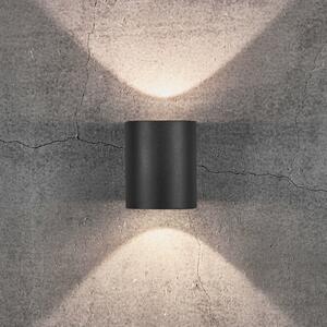 Nordlux Εξωτερικός φωτιστικός τοίχου LED Canto 2, μαύρος, 10 cm, προς τα πάνω/κάτω, IP44, Μαύρο, Μέταλλο, σύγχρονο