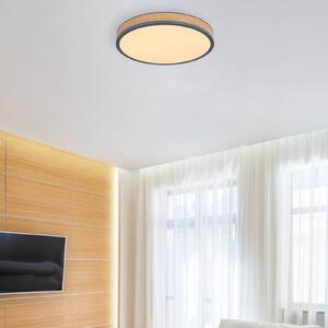 Globo Φωτιστικό οροφής LED Doro, Ø 45 cm, σκούρο γραφίτη/ξύλο, ξύλο, CCT, ρυθμιζόμενος, Ξύλου, Σαλόνι / τραπεζαρία, Ξύλο, σύγχρονο