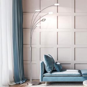 FISCHER & HONSEL Λάμπα δαπέδου LED Dent, νικέλιο/χρώμιο, 225 cm, μέταλλο, CCT 5-φωτεινές., ρυθμιζόμενος, Γκρι, Σαλόνι / τραπεζαρία, Μέταλλο, σύγχρονο, Μόνιμη σκιά