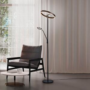 Trio Lighting Φωτιστικό δαπέδου LED Willis, μαύρο, ύψος 180 cm μεταλλικό CCT dimmer, ρυθμιζόμενος, Μαύρο, Σαλόνι / τραπεζαρία, Μέταλλο, σύγχρονο, Φως ανάγνωσης