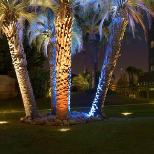 Εντοιχιζόμενο φωτιστικό δαπέδου LED Gea, Ø 18 cm, 3000K, ανοξείδωτο ατσάλι