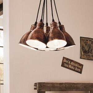 Vintage κρεμαστό φωτιστικό Priddy 1 7-light, χαλκός αντίκες