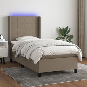 VidaXL Κρεβάτι Boxspring με Στρώμα & LED Taupe 100x200 εκ. Υφασμάτινο