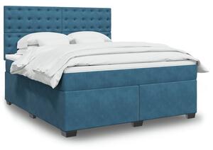 VidaXL Κρεβάτι Boxspring με Στρώμα Μπλε 180x200 εκ. Βελούδινο