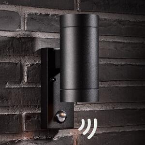 Nordlux Tin Maxi Double Sensor φωτιστικό τοίχου εξωτερικού χώρου, μαύρο, Μαύρο, Μέταλλο, σύγχρονο