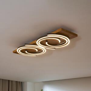 Φωτιστικό οροφής LED Rifia, καφέ, μήκος 70 cm, 2-φωτεινό ξύλο