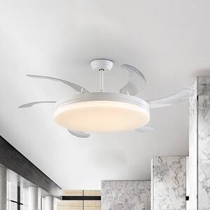 Schuller Valencia Ανεμιστήρας οροφής LED Vento λευκός/διαφανής, DC Ø 150 cm αθόρυβος, ρυθμιζόμενος, Διαφανές, Σαλόνι / τραπεζαρία, Πλαστικό, σύγχρονο
