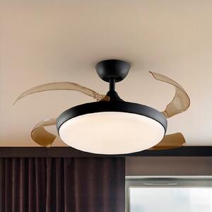 Schuller Valencia Ανεμιστήρας οροφής LED Venturi μαύρος/καπνός DC Ø 106 cm αθόρυβος, ρυθμιζόμενος, Γκρι, Σαλόνι / τραπεζαρία, Πλαστικό, σύγχρονο