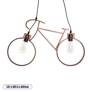 GloboStar® BIKE 00868 Vintage Κρεμαστό Φωτιστικό Οροφής Δίφωτο 2 x E27 Καφέ Σκουριά Μεταλλικό Μ67 x Π1.5 x Υ41cm