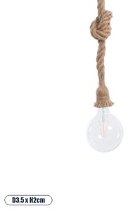 GloboStar® ROPE 01018 Vintage Industrial Κρεμαστό Φωτιστικό Οροφής Μονόφωτο 1 x E27 AC220-240V IP20 - Φ3.5 x Υ200cm - με 2 μέτρα Μπεζ Σχοινί